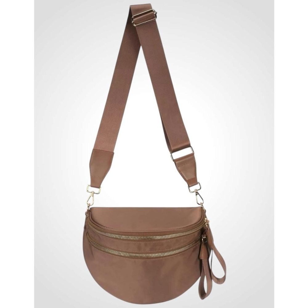 Tan Nylon Crossbody Bag